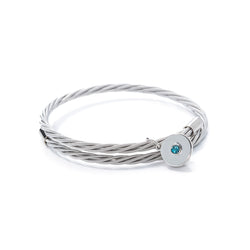 Simply Silver Guitar String Bracelet feat: Blue Topaz