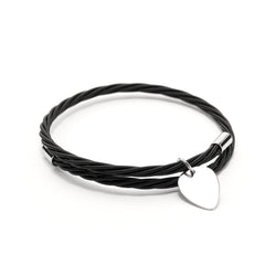 Backstage Black Guitar String Bracelet with Mini Pick Charm